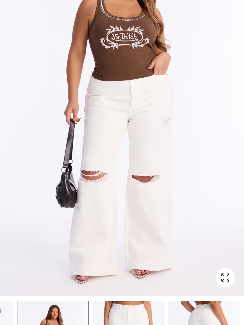 In Your Dreams Ripped Cut Off Waistband Baggy Jeans - White - Size 16 Plus
